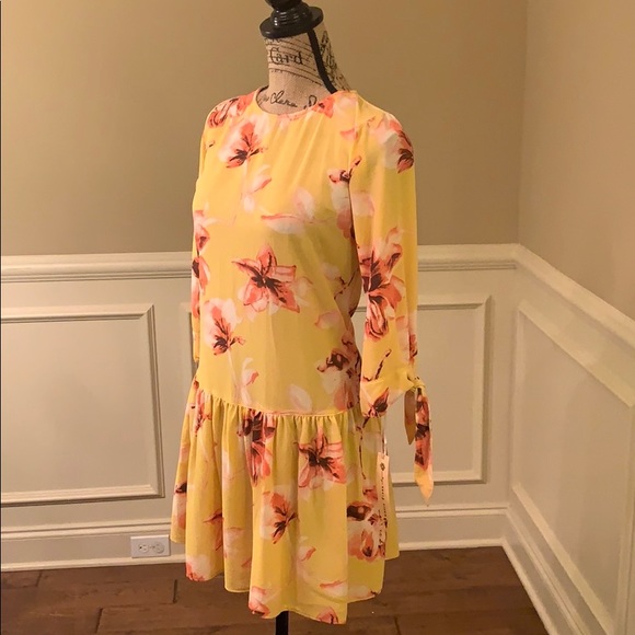 NWT Uncle Frank Ruffled Tie Sleeve Patterned Dress - Picture 3 of 8